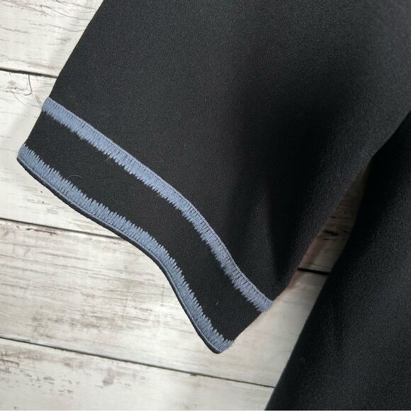 Bob Mackie Vintage Black Coat Topper 3/4 Sleeve Intricate Blue Embroidery M - Picture 7 of 8